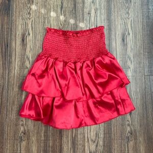 Red Shein Silk Smocked Small Skirt
